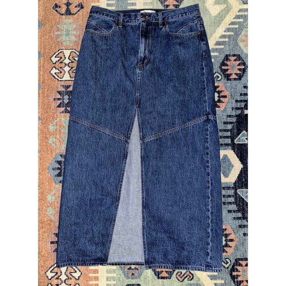 Madewell Skirt Womens 31 Blue Denim Long Pencil Front Split